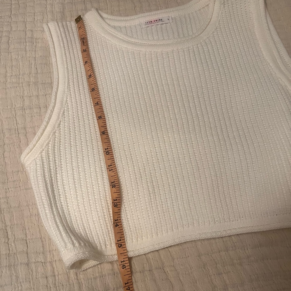 12th Tribe white Crop Top vest - Picture 8 of 8